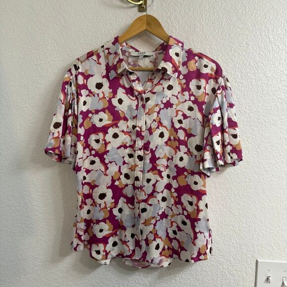 Joie Lanir Button-Up Shirt Festival Fuchsia Multi Size Medium - Picture 1 of 4